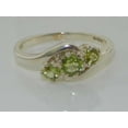 thumbnail image 6 of LBG British Made 10k White Gold Natural Peridot Womens Trilogy Ring - 33 size options - Size 6, 6 of 7