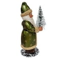 thumbnail image 5 of Ino Schaller Santa in Green Coat with Gold Stars Holding Tree German Paper Mache, 5 of 6