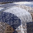 thumbnail image 3 of Mai 3 Piece King Cotton Quilt Set Patchwork Reversible Blue Rust Brown, 3 of 5