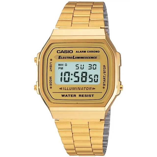 Reloj Casio Vintage Unisex Color de la correa Dorado Color del bisel Dorado Color del fondo Azul claro