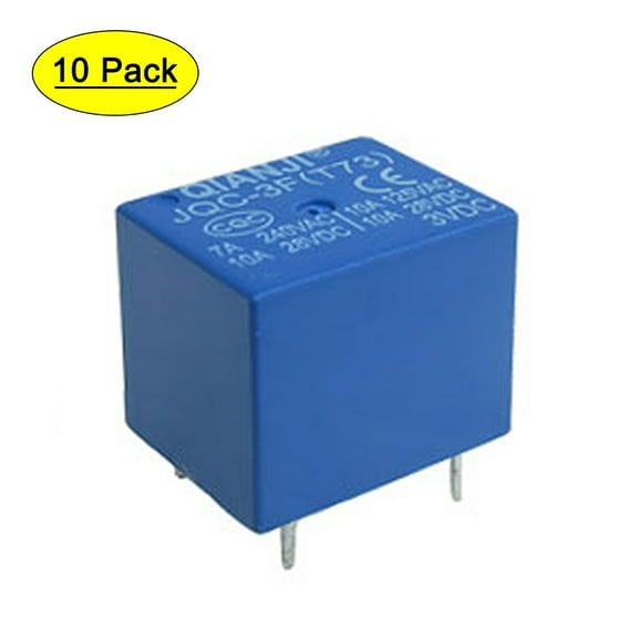 10 Pcs DC 3V Coil 10A SPST 5 Pin Electromagnetic Relays PCB Type JQC-3F