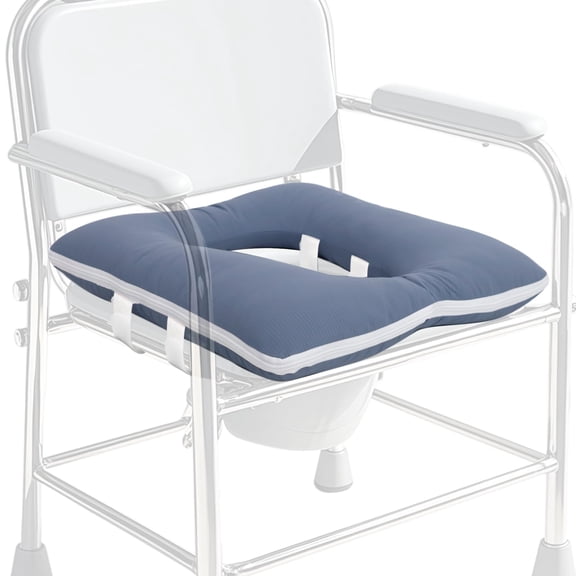 RoamReady Bedside Commode Cushion, Toilet Seat Cushion for Seniors, Washable Soft Padded Toilet Seat with Removable Fabric Cover for Pressure Relief, Wheelchair, Commode Seat with Fixing(Blue)
