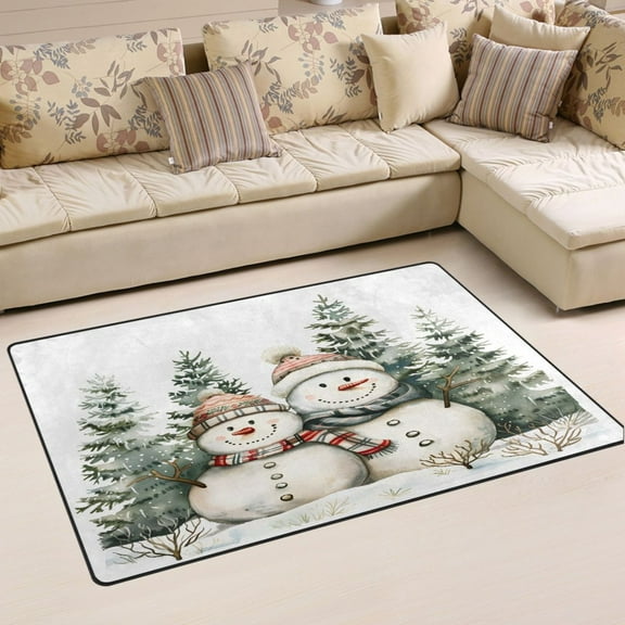 Ryvnso Christmas Snowman Trees Area Floor Mat Non-Slip Carpet Soft Rugs Doormats 31" x 20"