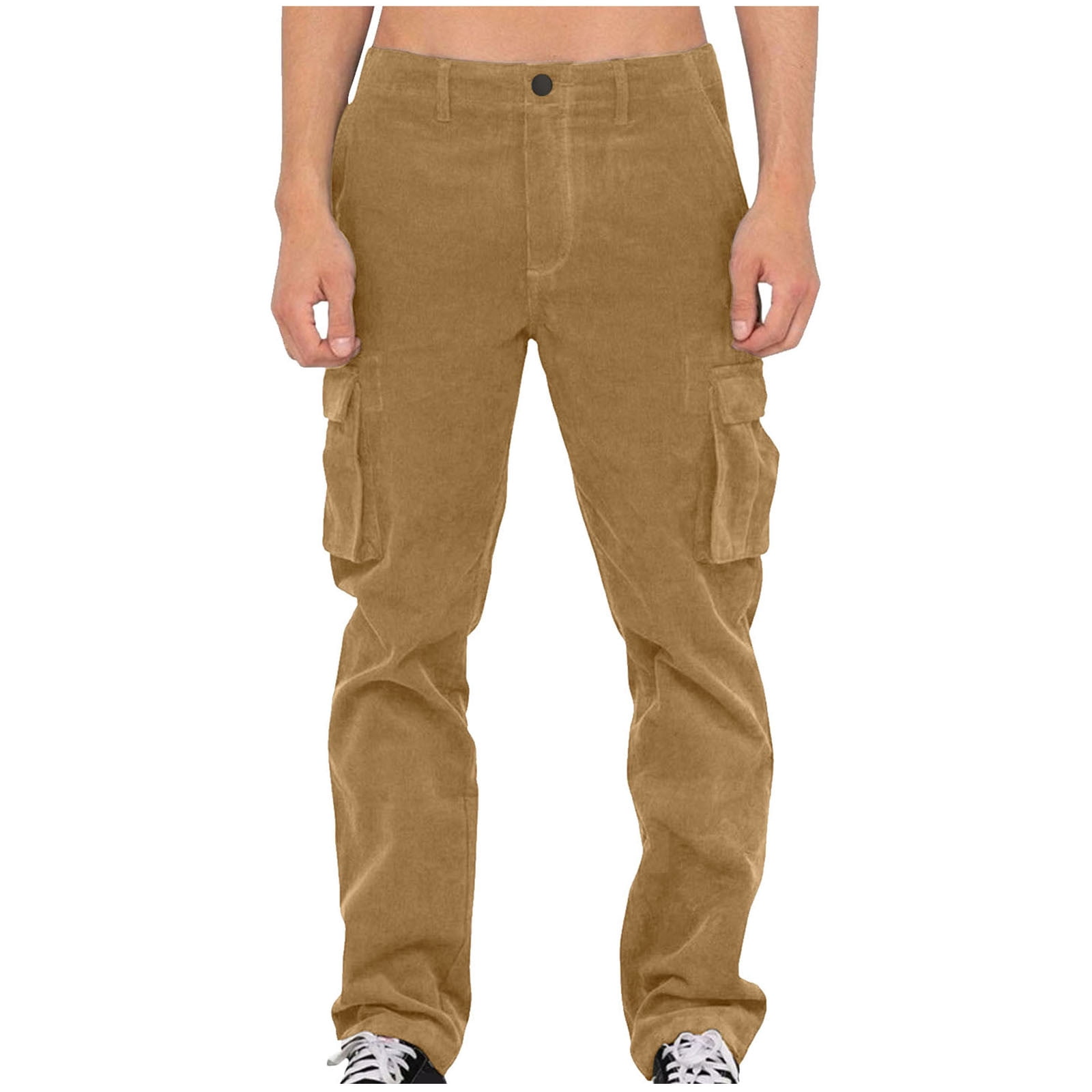 Straight Fit Cargo Pants for Men,Vintage Designed Multi Pocket Pants Daily Comfort Work Pants