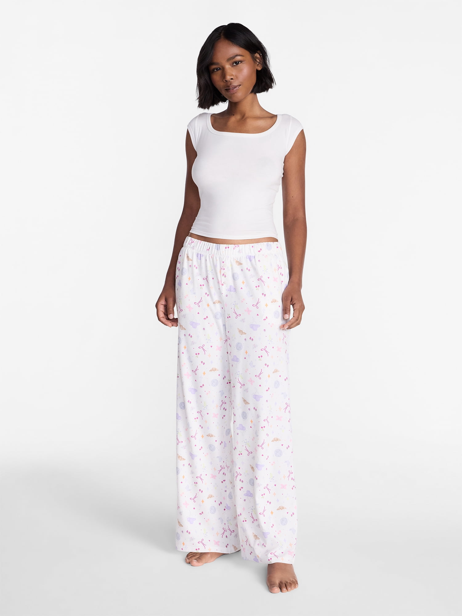 No Boundaries Cloud Core Sleepwear Scoop Neck Top, Women's XXS-3X