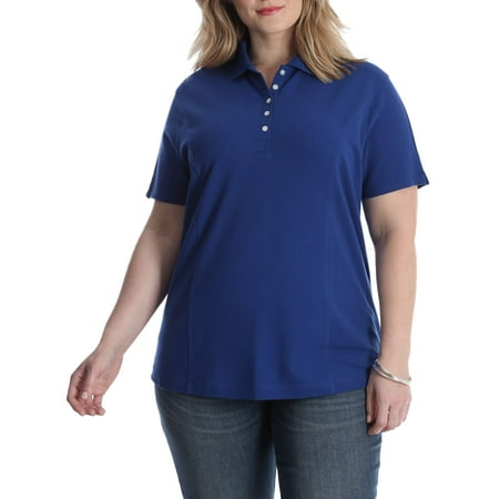 Women's Plus Size Knit Polo (Best Fabric For Polo Shirts)