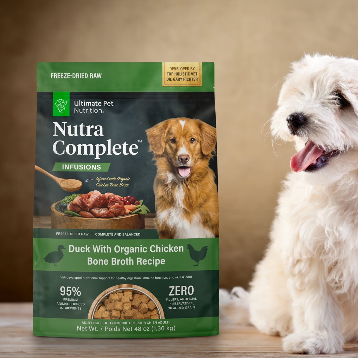 Ultimate Pet Nutrition Nutra Complete Plus Bone Broth Dog Food Duck & Chicken 48 oz.