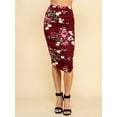 thumbnail image 4 of Made by Johnny Women's Slim fit Bodycon Party Club Night Out Elegant Ruched High Waist Long Pencil Skirt with Side Shirring XL WINE_FLORAL, 4 of 6