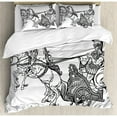 thumbnail image 3 of Toga Party Twin Size Duvet Cover Set, Roman Warrior in a Chariot Pulled by Two Horses Historic Carriage Monochrome, Decorative 2 Piece Bedding Set with 1 Pillow Sham, Black White, by Ambesonne, 3 of 3