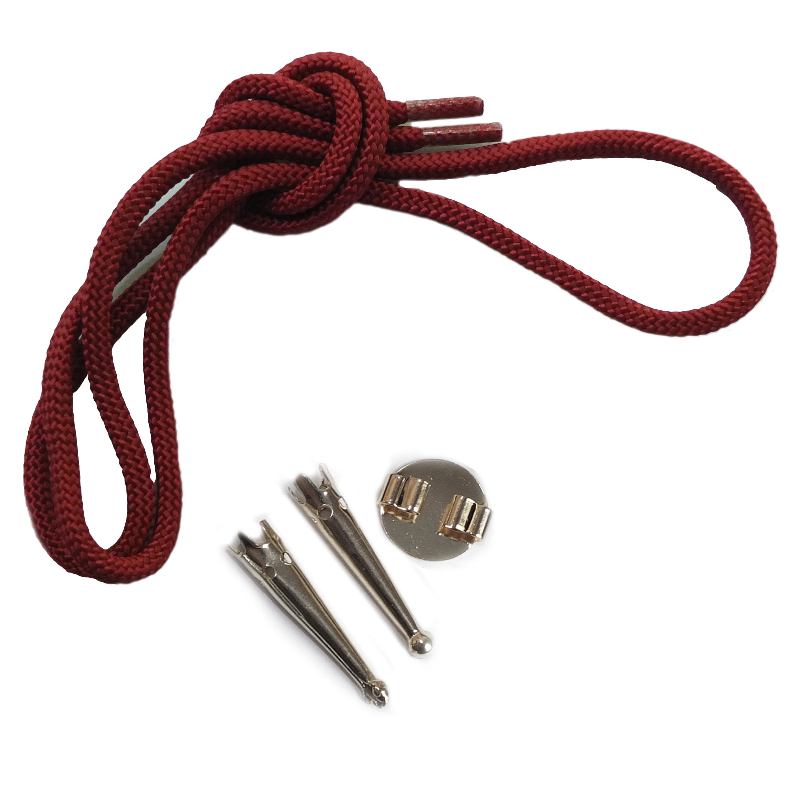 Blank Bolo String Tie Parts Kit Round Slide Smooth Tips Wine Maroon Cord  DIY Silver Tone Supplies fo 