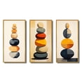 thumbnail image 2 of Designart "Visual Tranquility Harmony in Rock Balancing III" Spiritual Stone Framed Wall Art Set Of 3 - Yellow Traditional Frame Gallery Set For Office Decor, 2 of 6