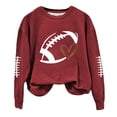 thumbnail image 2 of Baberdicy Sweatshirt for Women Funny Football Shirts for Women Football Mom Sweatshirt Women's Crewneck Sweatshirt Pullover Sweaters for Women Wine, 2 of 4