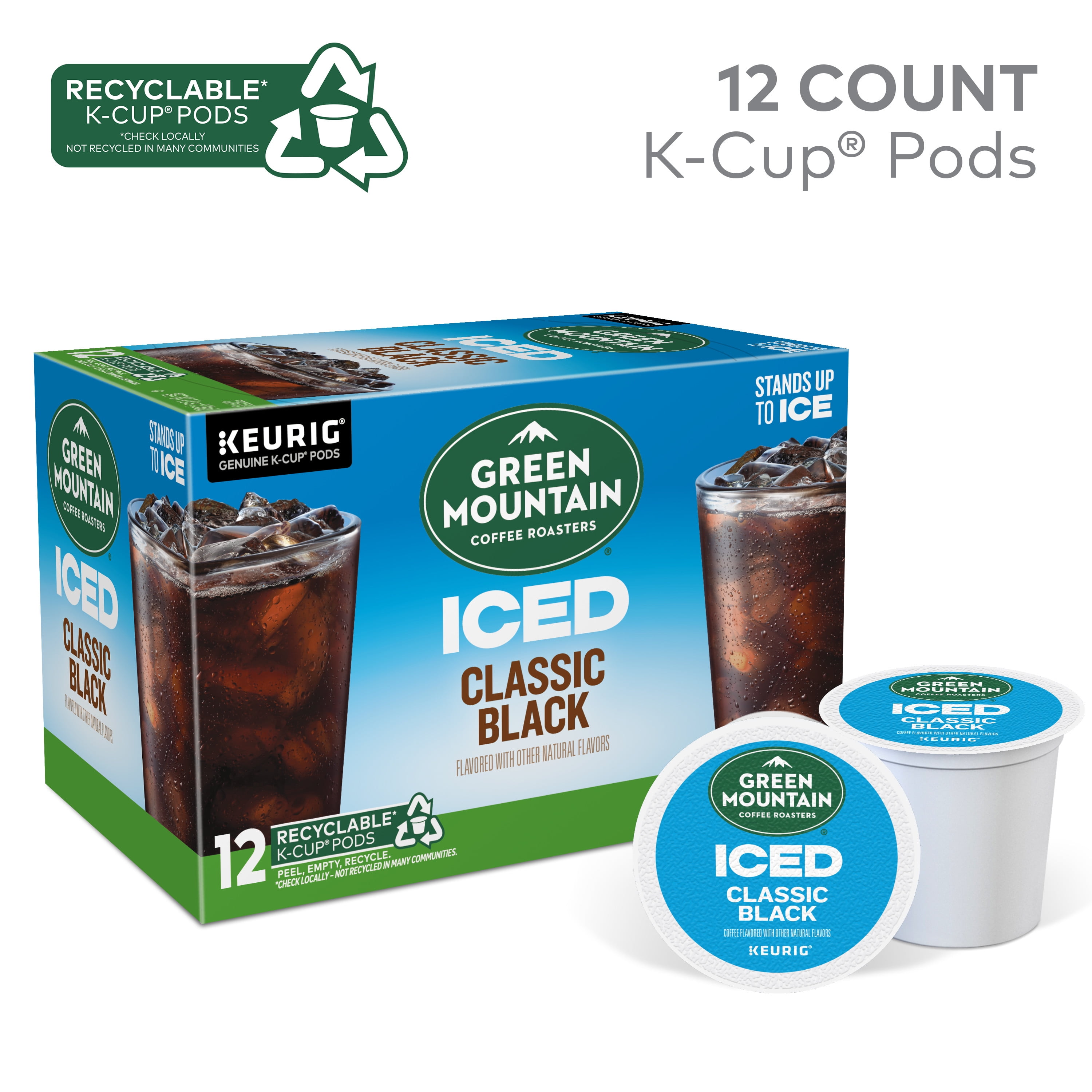 Green Mountain Coffee Roasters, ICED Classic Black Iced K-Cup Coffee Pods, 12 Count