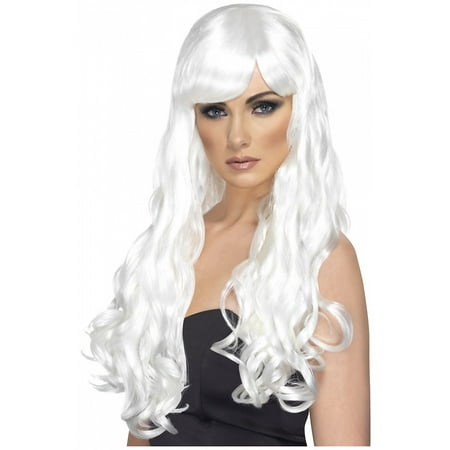 Desire Long Curly Costume Wig Adult White