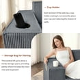 thumbnail image 3 of 95 Cloud Couch, Gray Modern Sectional Couch for Living Room, L-Shaped Corduroy Boneless Sofa with Deep Seat, 1 Ottoman, Left-Facing Chaise, 3 of 8