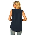 thumbnail image 7 of Uvplove Women's Summer Sleeveless Chiffon Tank Tops Loose Casual V Neck Shirt Navy Blue S-2XL, 7 of 7