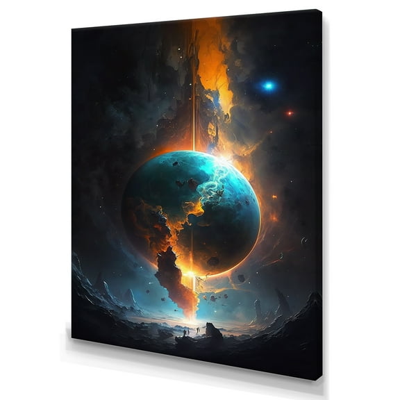 Designart Deep Space Planet Fusion V Canvas Wall Art