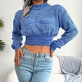 thumbnail image 3 of Vedolay Women's 2023 Sweaters Women's 2023 Fall Casual Sweaters Batwing Long Sleeve Crew Neck Knit Pullover Tops,Blue L, 3 of 5