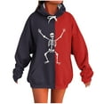 thumbnail image 2 of Halloween Sweatshirts for Women 2025 Pumpkin Patchwork Long Sleeve Drawstring Hoodie Oversized Spooky Season Vintage Funny Sweatshirt Family Party Fall Festival Outerwear with PocketXdegoge, 2 of 5