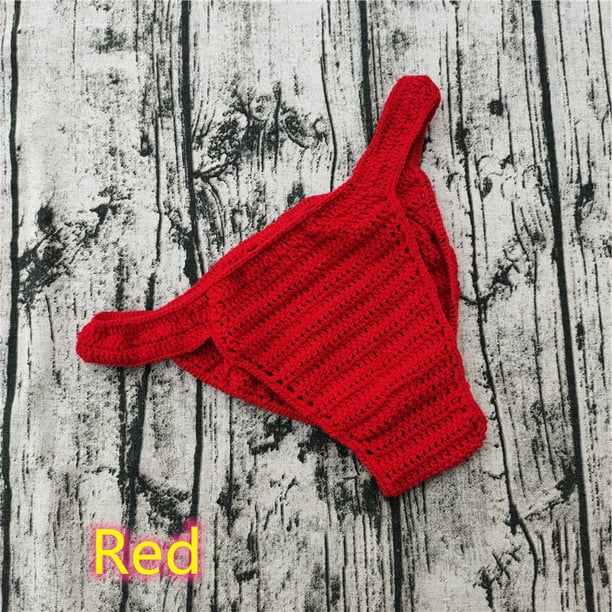 Tanga unisex sexy y transpirable hecha a mano de crochet para tomar el sol