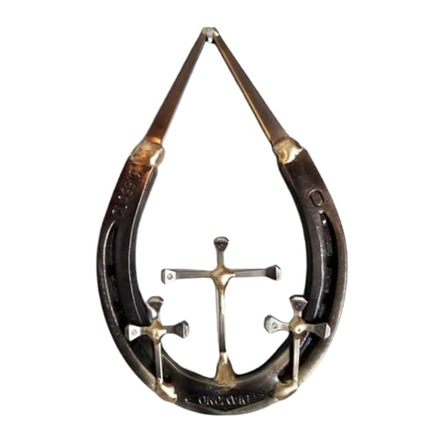 Popular!Decoración De Pared Con Cruz De Clavo De Herradura, Escultura De Arte De Signo De Cruz Para Colgar En La Pared De Metal Vintage Rústico, Accesorios Para Caballos Colgantes De Árbol De Cruz