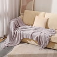 thumbnail image 4 of Mantas para sofá, manta tejida con textura, 50 x 60 pulgadas, manta decorativa súper suave y cálida con borlas para sofá, cama, sofá y sala de estar, 4 of 5