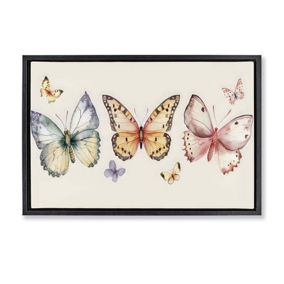 Stupell Industries Graceful Butterfly Trio Black Framed Floater Canvas Wall Art, design by Creative Studio