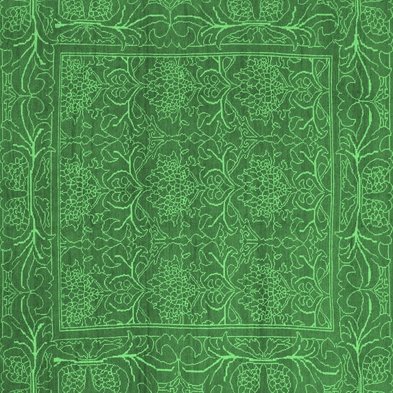 Ahgly Company Indoor Square Abstract Emerald Green Modern Area Rugs, 4' Square
