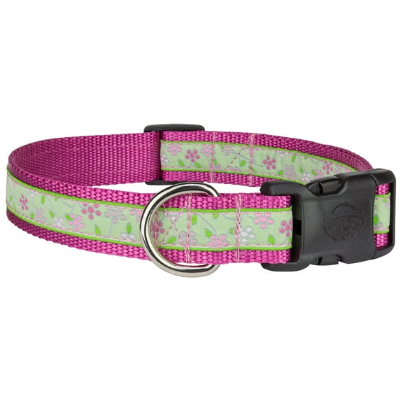 Country Brook Petz® Deluxe Fresh Spring Floral Woven Ribbon on Rose Dog Collar Limited Edition, Medium