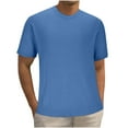 thumbnail image 1 of pstuiky camisetas de hombre, Camiseta de verano para hombre, de punto, con cuello redondo, color liso, manga corta, informal, a la moda camisas casuales para hombre xl, 1 of 5