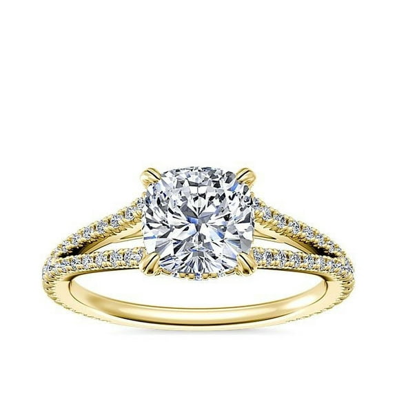 2.20 Carat Cushion Cut Beautiful Moissanite Diamond Ring for Engagement or Wedding Gift by Diamond-Capitals Solid 14K Real Yellow Gold Ring Size 7