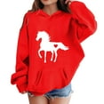 thumbnail image 4 of Big Girls Hoodies Sweatshirts Winter Warm Pullover With Pocket Cute Horse Print Long Sleeve Hooded Sweatshirt Kids Clothing Red Size 12-13T, 4 of 4