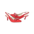 thumbnail image 3 of Women's Low Heel Closed Toe Slingback Pumps Bowknot Comfortable Dress Shoes-Red-10, 3 of 3