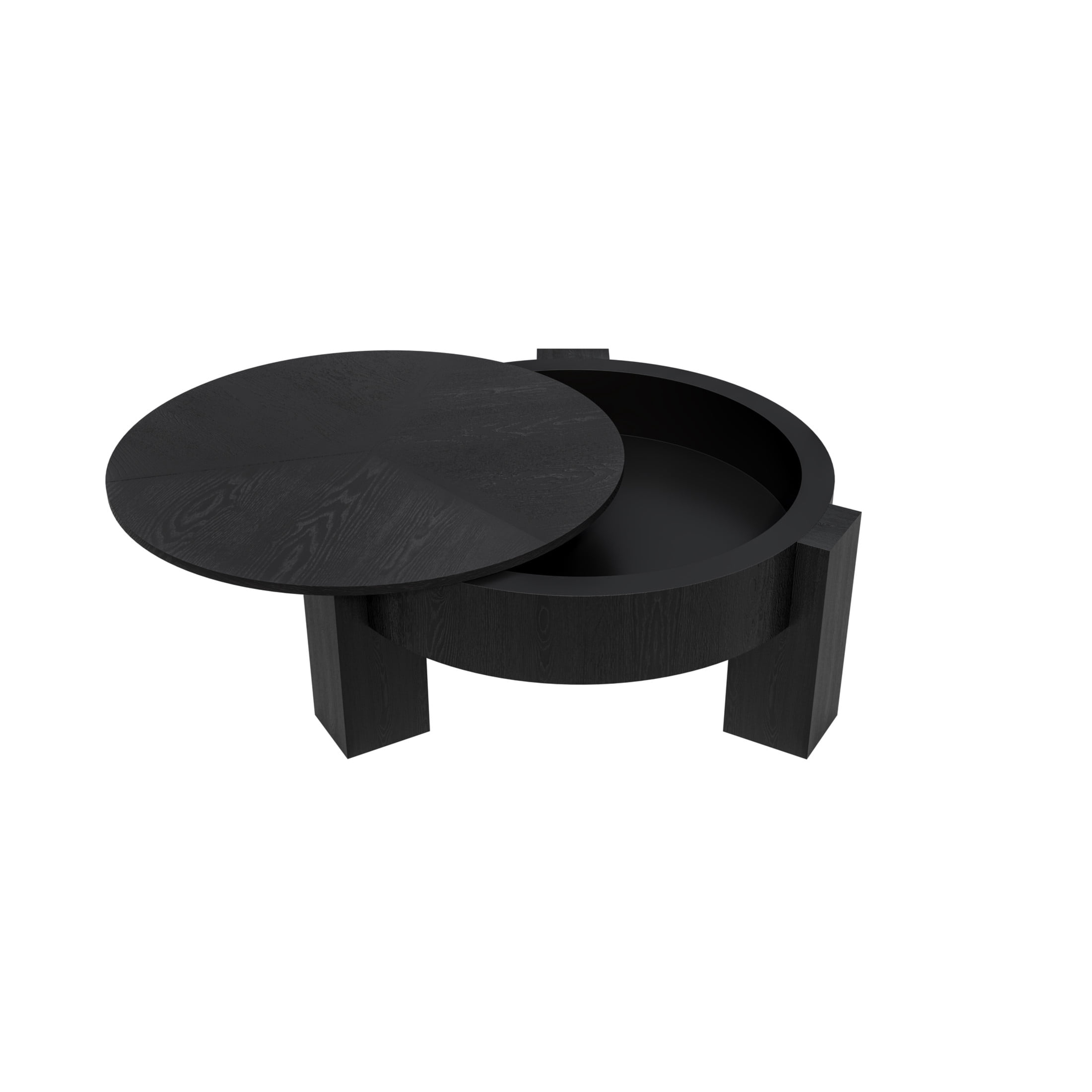 Noble House Lira 33" Round Coffee Table with Hidden Storage, Sturdy Accent Table for Living Room, Small Space, Black