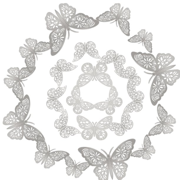 Pegatina de pared Irfora 12 unids / set pegatinas de pared de mariposa 3D pegatinas murales extraíbles calcomanías de pared de arte DIY decoración con pegamento para el banquete de boda del dormito Irfora Pegatina de pared