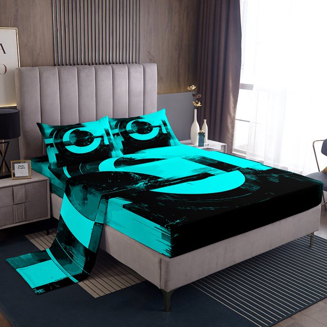 Erosebridal Circle Geometric Full Sheet Sets, Futuristic Minimalst Bedding Full Size, Abstract Decor