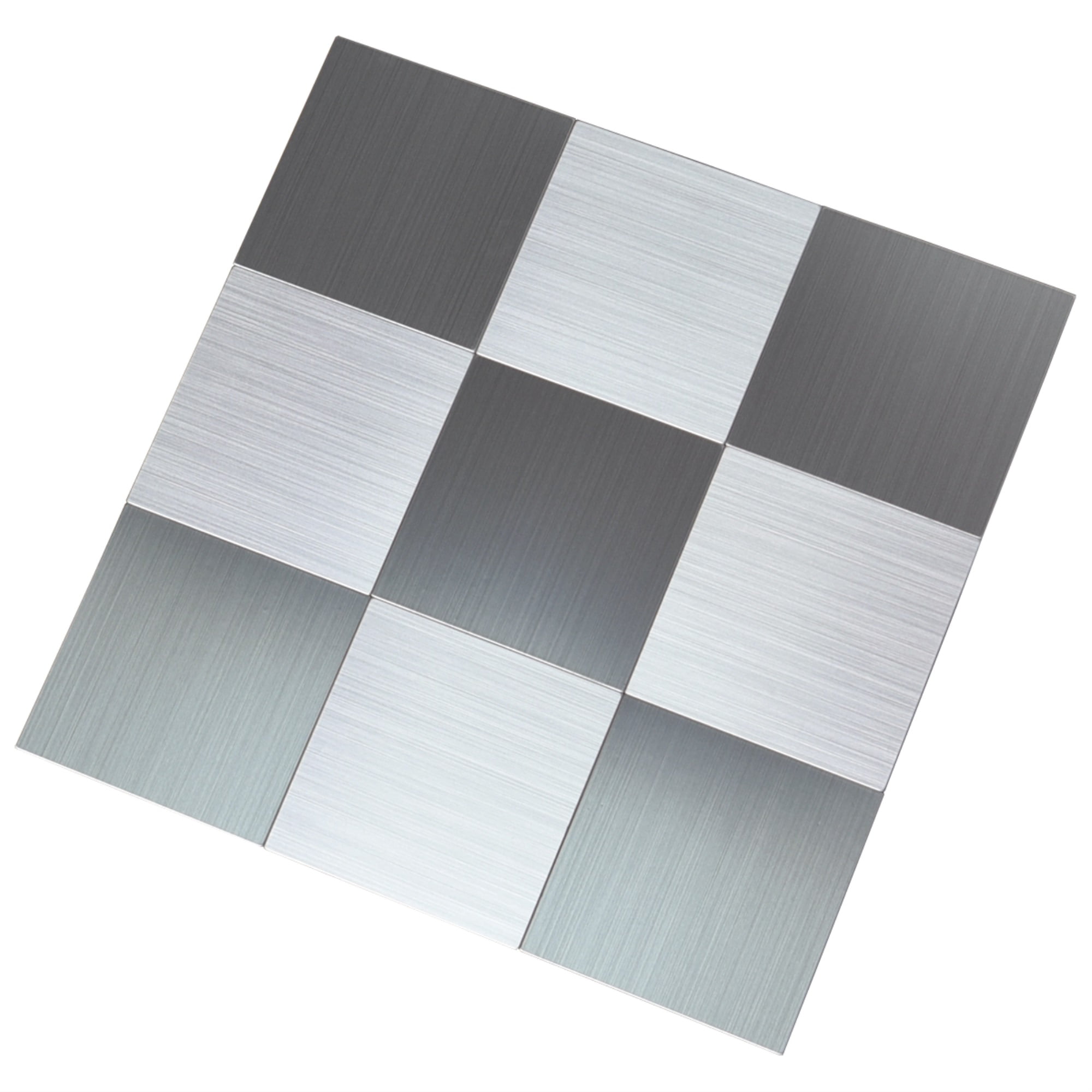 Backsplash Tile for Kitchen Peel and Stick 11.85''x11.85'', 5 Pieces Stainless Steel Metal Backsplash Tiles in Brushed Black Silver 