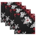 thumbnail image 5 of Satin Native Fab Cotton Dinner Napkin Crimson and White Floral Snowflakes Reusable, 5 of 8