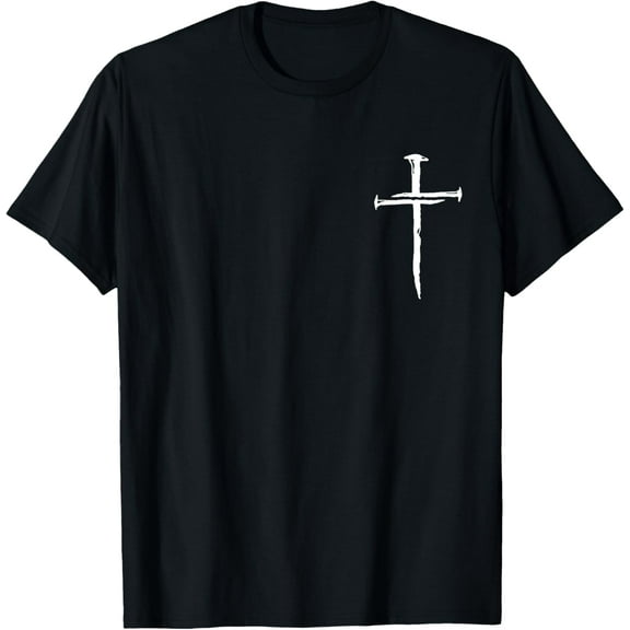 Bhgytec, Christian Minimalist Religious Christ Crist Three Nails Cross T-Shirt