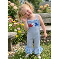 thumbnail image 4 of BemeyourBBs Toddler Baby 4th of July Outfit Patriot Independence Day Clothes Toddler Girl Summer Jumpsuit USA Flag Embroidery Sleeveless Waffled Striped Bell Bottom Overall Pants, 4 of 9