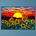 thumbnail image 1 of Cuadros Decorativos 5D bricolaje taladro redondo completo diamante pintura vidrieras puesta de sol y campo hogar arte Wdftyju embutido en tela, 1 of 7
