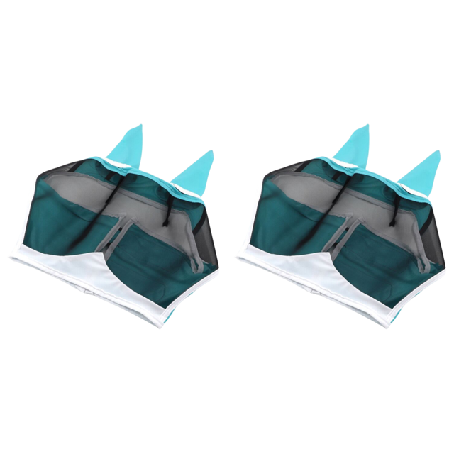 Máscaras contra moscas para caballos protector facial transpirable para caballos capucha antimosquitos para caballos (azul L)