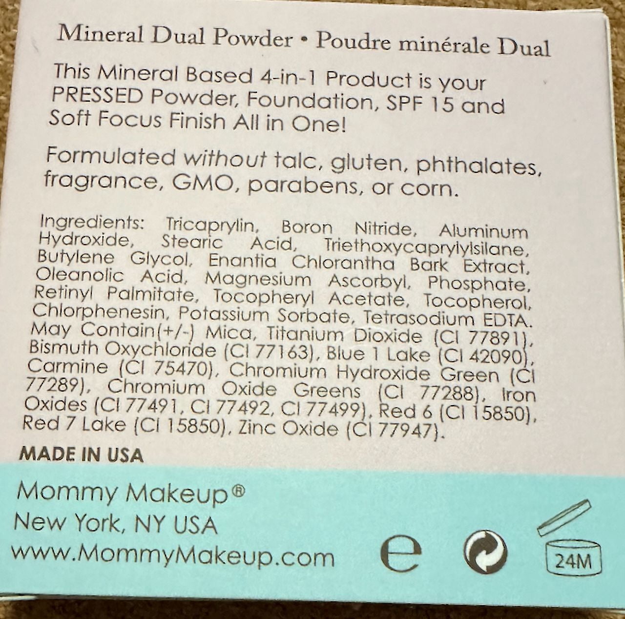 Pressed Mineral Dual Powder Foundation SPF 15, Oil Free, Talc Free, Gluten Free, 0.45 oz, Craving (Medium/Dark) by Mommy Makeup
