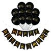 AkoaDa Black and Gold Happy Retirement Banner Balloons Hanging Bunting Set Party Decor