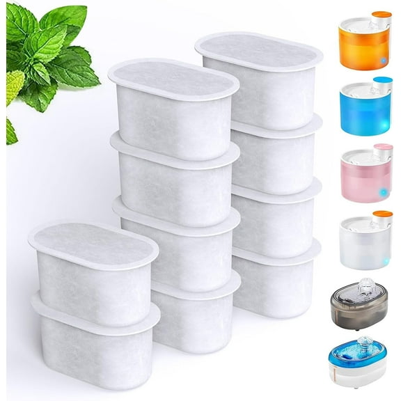 SAMANIJA 10-Pack Cat Water Filters Replacement, Compatiable with WOPET W300&W300B&W500 67oz/2L and 3.5L Pet Water Fountain