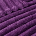 thumbnail image 4 of Exclusivo Mezcla Queen Size Flannel Fleece Blanket, Super Soft 3D Striped Jacquard Blanket for Bed, Lightweight Fuzzy Cozy Blankets, Purple, 90"x90", 4 of 8