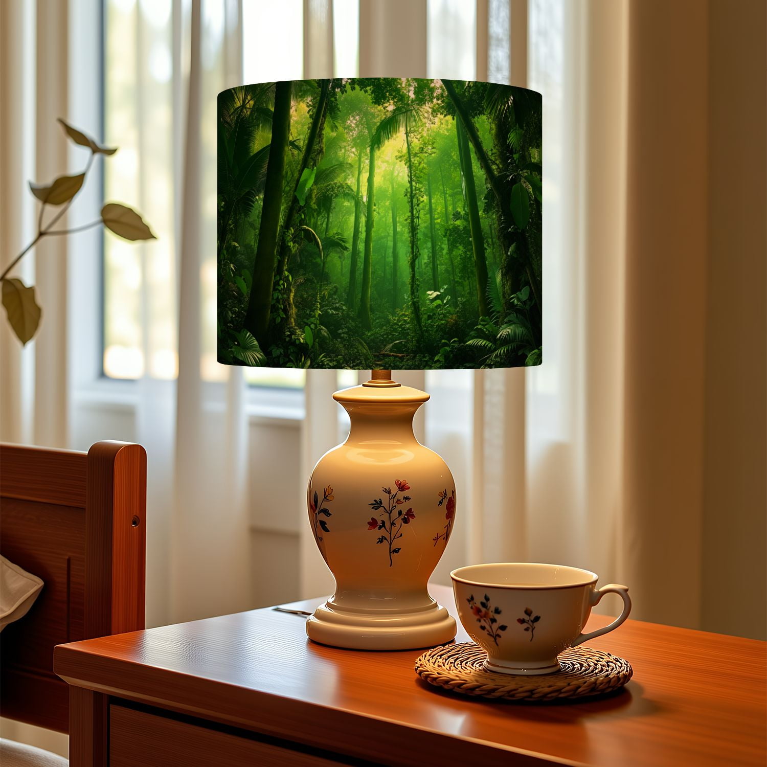 Linen Drum Lampshades tropical rainforest landscape amazon rain forest pictures 13"x13"x10" Light Shade for Table Lamps Floor Lamps Drum Lamp Shades Lampshade Replacement Assembly Required