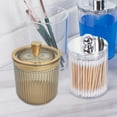 thumbnail image 6 of Makeup Cotton Swab Ball Holder Jar with Lid Dispenser for Countertop Desktop light brown, 6 of 8