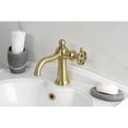 thumbnail image 2 of Kingston Brass KS3547RKZ Wendell One-Handle Single-Hole Bathroom Faucet with Knurled Handle and Push Pop-Up Drain, Brushed Brass, 2 of 6