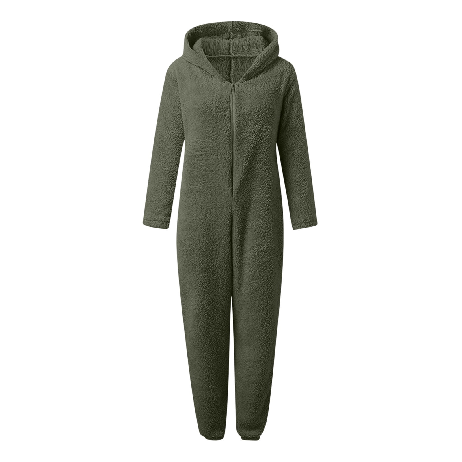 purcolt Womens Flannel Hooded Onesie Jumpsuit with Pockets Winter Warm Adults Pajamas One Piece Zip Up Cute Ear Thermal Romper Bodysuit Loungewear